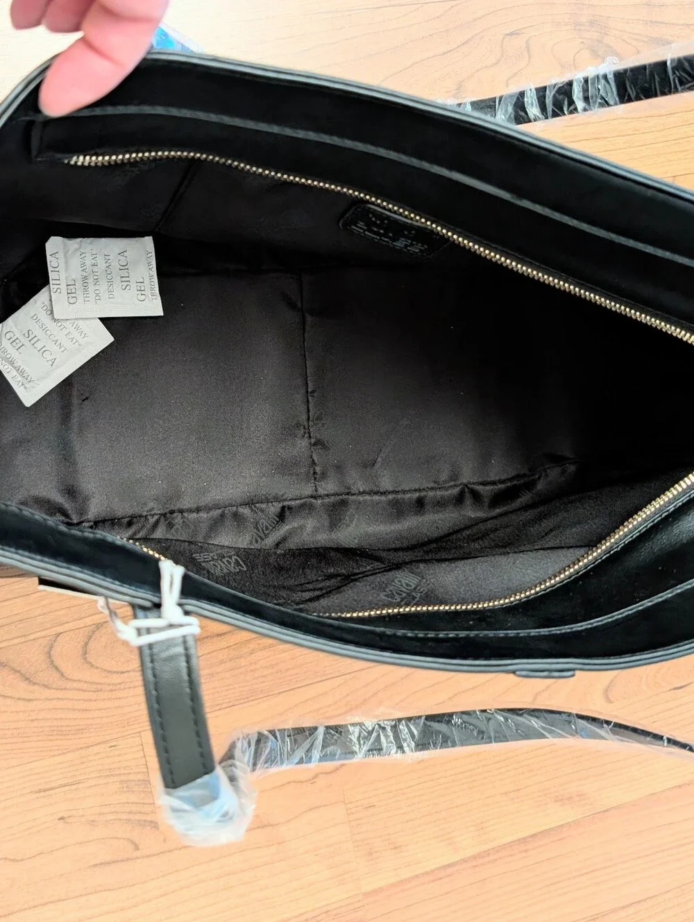 Large Cavalli Class Black Onyx Tote Satchel with Gold Logo Accent NWT